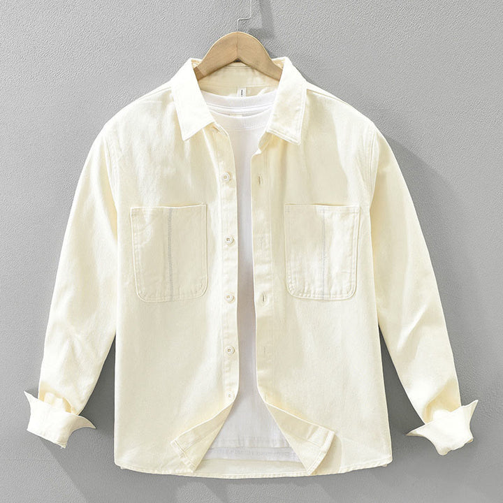 Buddha Stones Spring Commute Buttons Long Sleeve Shirt Men Cotton Clothing With Pockets - Beige - US/UK/AU42,EU52 (3XL) - image 2