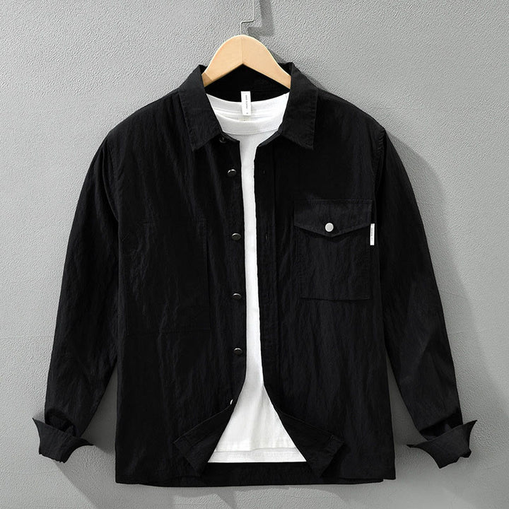 Buddha Stones Daily Long Sleeve Buttons Simple Design Men's Shirt With Pockets - Black - US/UK/AU42,EU52 (3XL) - image 14