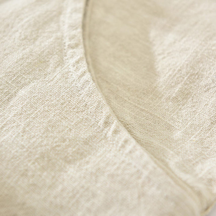 Buddha Stones Men's Fall Plain Ramie Cotton Long Sleeve Lapel Shirt With Pockets - image 2