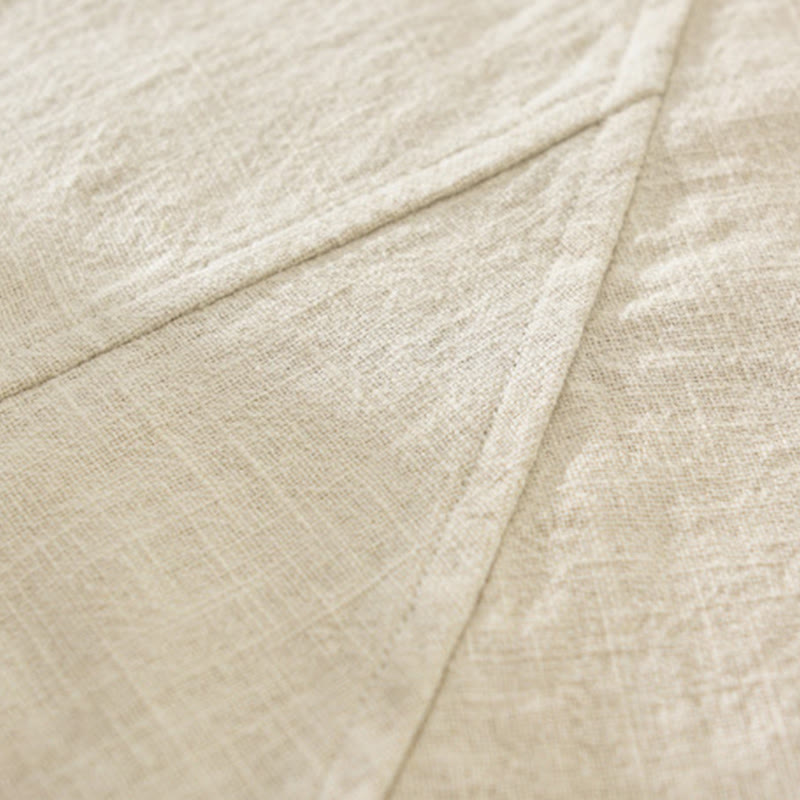 Buddha Stones Men's Fall Plain Ramie Cotton Long Sleeve Lapel Shirt With Pockets - image 3