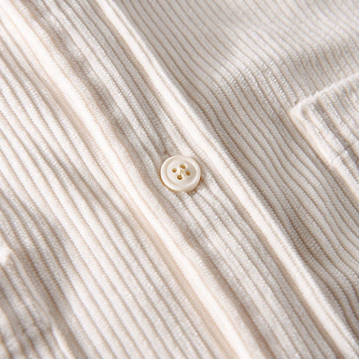 Buddha Stones Spring Plain Simple Buttons Design Corduroy Men's Long Sleeve Jacket With Pockets - image 12