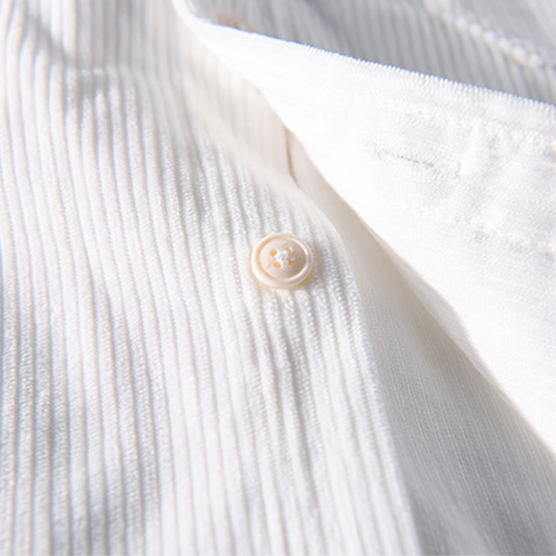 Buddha Stones Spring Plain Simple Buttons Design Corduroy Men's Long Sleeve Jacket With Pockets - image 6