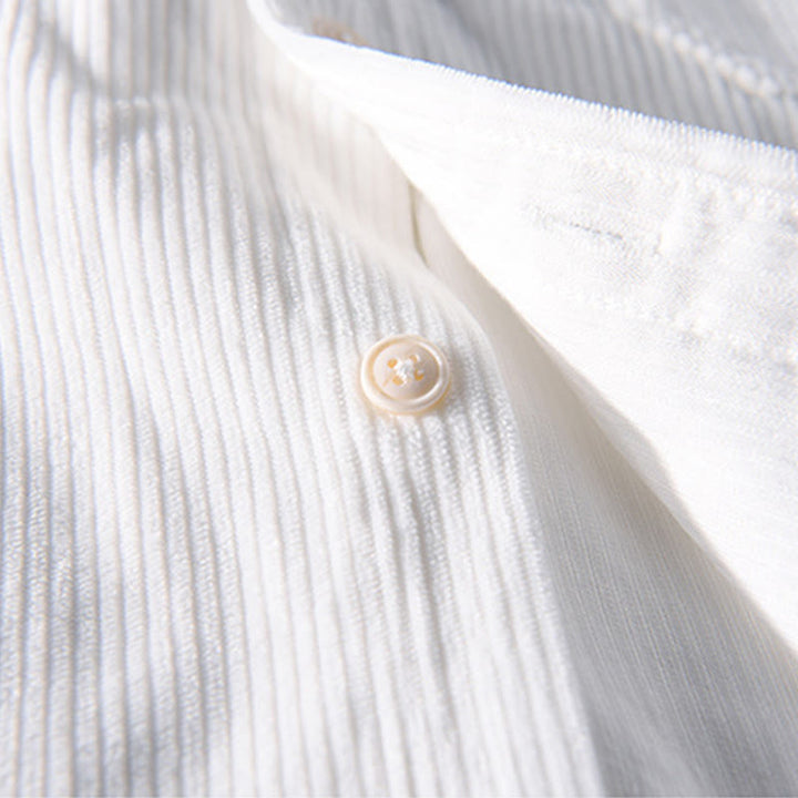 Buddha Stones Spring Plain Simple Buttons Design Corduroy Men's Long Sleeve Jacket With Pockets - image 6