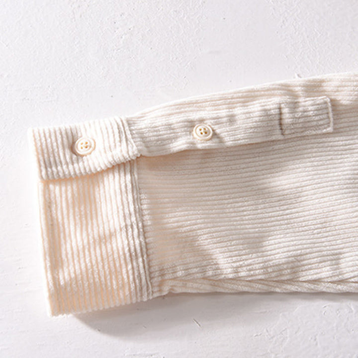 Buddha Stones Spring Plain Simple Buttons Design Corduroy Men's Long Sleeve Jacket With Pockets - image 13