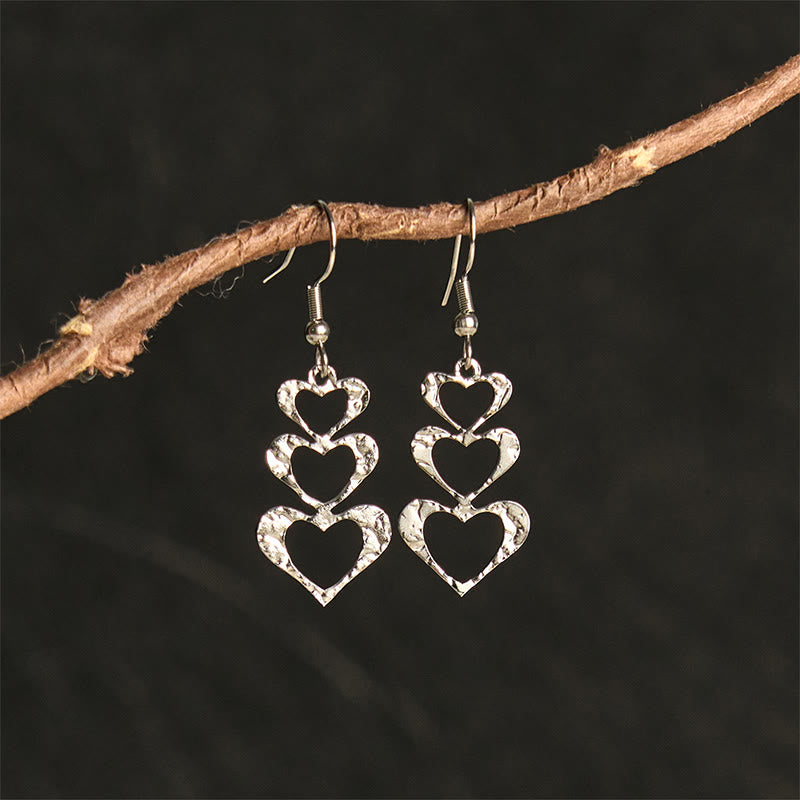 Buddha Stones Elegant Titanium Steel Balance Hammer Marks Earrings - Silvery Heart Shape(Titanium Steel Posts) - image 13