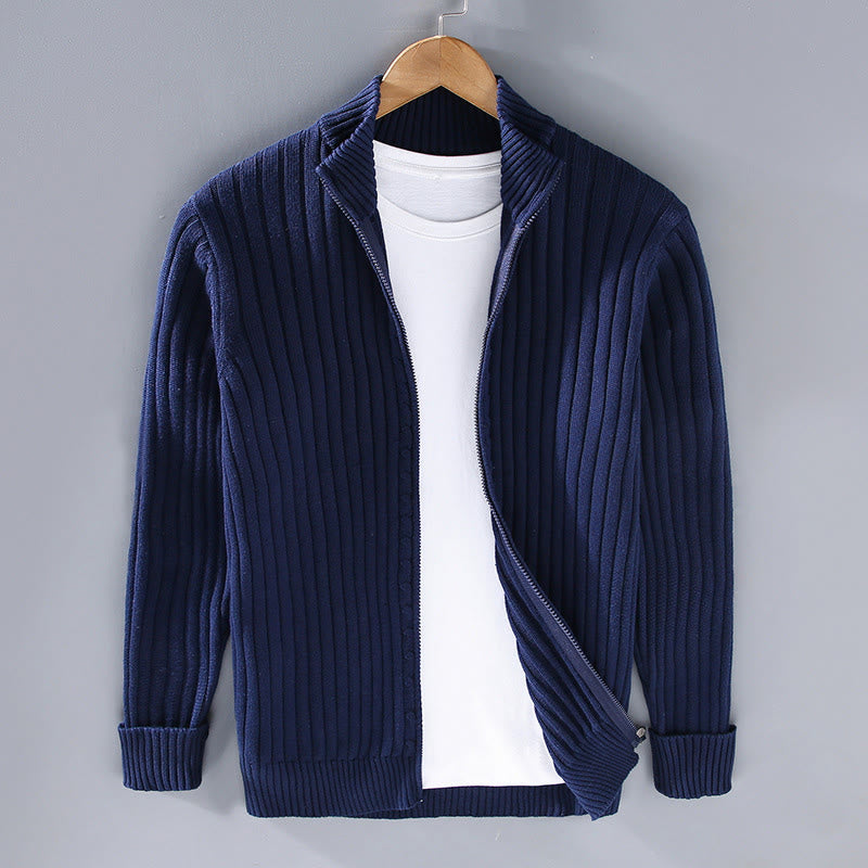 Buddha Stones Spring Plain Zipper Design Cotton Men's Long Sleeve Mock Neck Jacket - MidnightBlue - US/UK/AU42,EU52 (3XL) - image 11