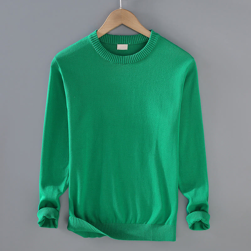 Buddha Stones Ribbed Design Pure Cotton Thermal Men's Crew Neck Long Sleeve Sweater - SpringGreen - US/UK/AU42,EU52 (3XL) - image 12