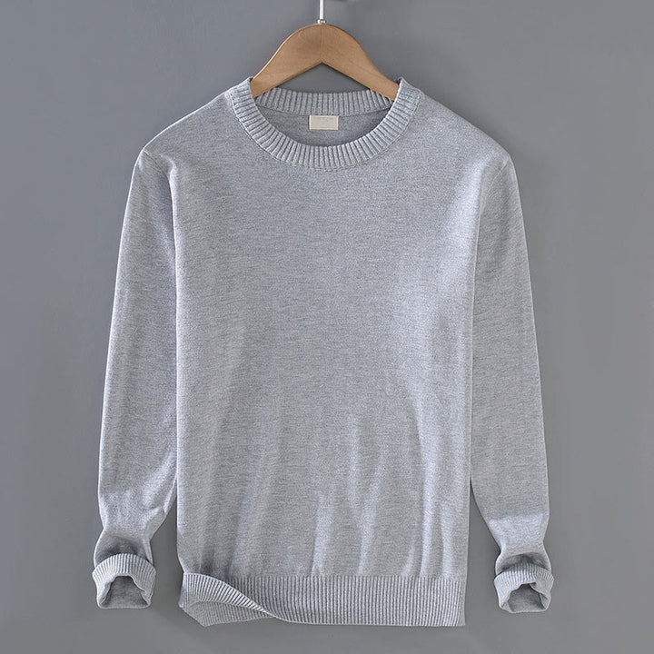 Buddha Stones Ribbed Design Pure Cotton Thermal Men's Crew Neck Long Sleeve Sweater - LightGrey - US/UK/AU42,EU52 (3XL) - image 3
