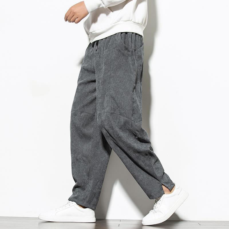 Buddha Stones Fall Pure Color Men's Cotton Corduroy Tapered Pants With Pockets - SlateGray - US/UK/AU46,EU56 (5XL) - image 0