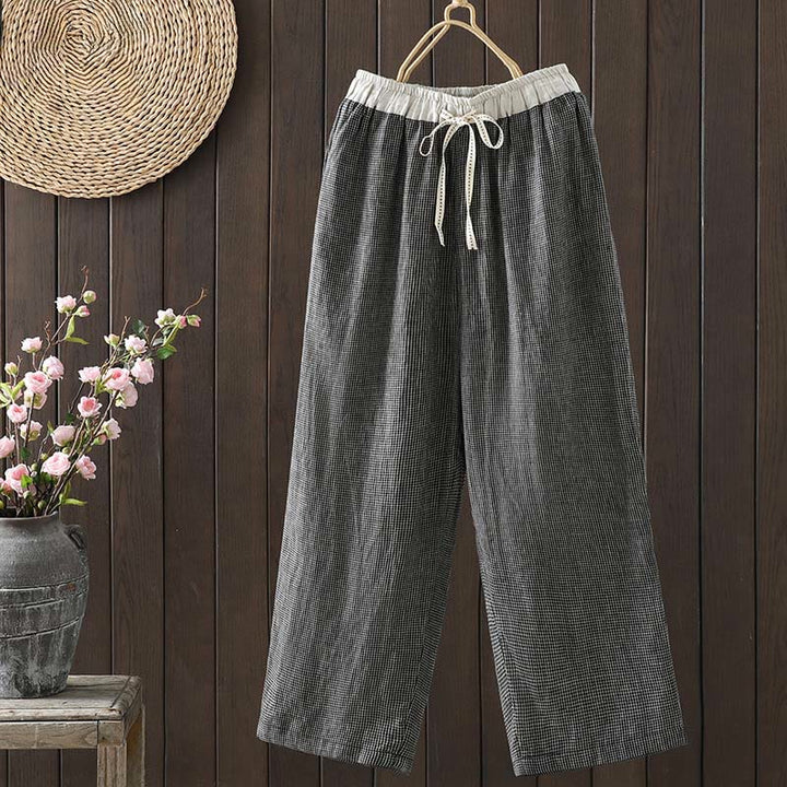 Buddha Stones Casual Splicing Color Rope Women's Cotton Straight-leg Pants With Pockets - DimGray - US8-10,UK/AU12-14,EU40-42 (2XL) - image 11