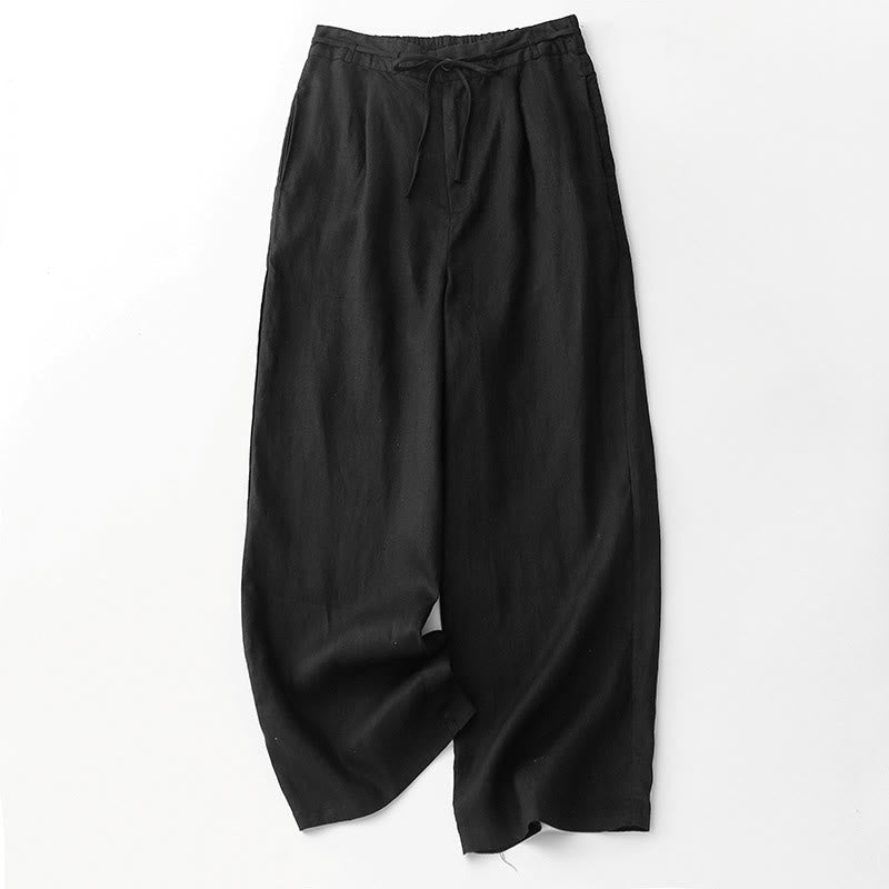Buddha Stones Casual Solid Color Rope Women's Cotton Pants With Pockets - Black - US8-10,UK/AU12-14,EU40-42 (2XL) - image 8