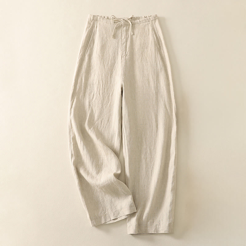 Buddha Stones Casual Plain Rope Women's Cotton Pants With Pockets - PapayaWhip - US8-10,UK/AU12-14,EU40-42 (2XL) - image 0