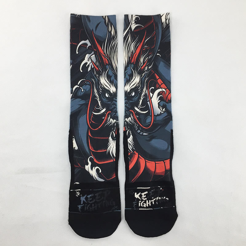 Buddha Stones Casual Dragon Micro Crew Men's Socks - Black - One Size Fits Most (US 6.5-10.5,EU 38-44,UK/AU 6-10.5,AISA 24.5-28cm) - image 0