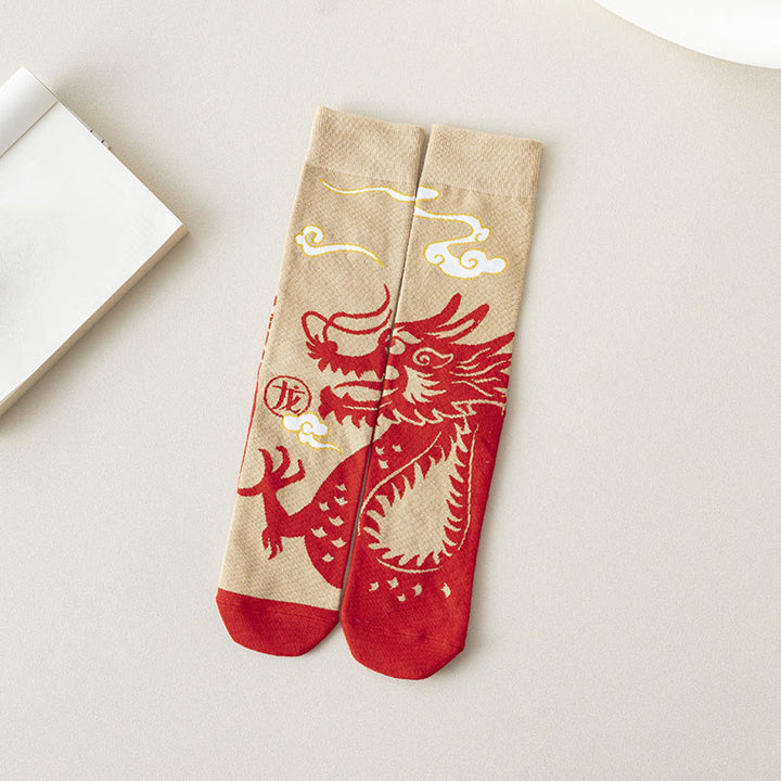 Buddha Stones Casual Red Dragon Cotton Quarter Men Women Unisex Socks - Big Dragon - One Size Fits Most (US 3.5-10.5,EU 36–44,UK/AU 3.5-10.5,Asia 23–28 cm) - image 0