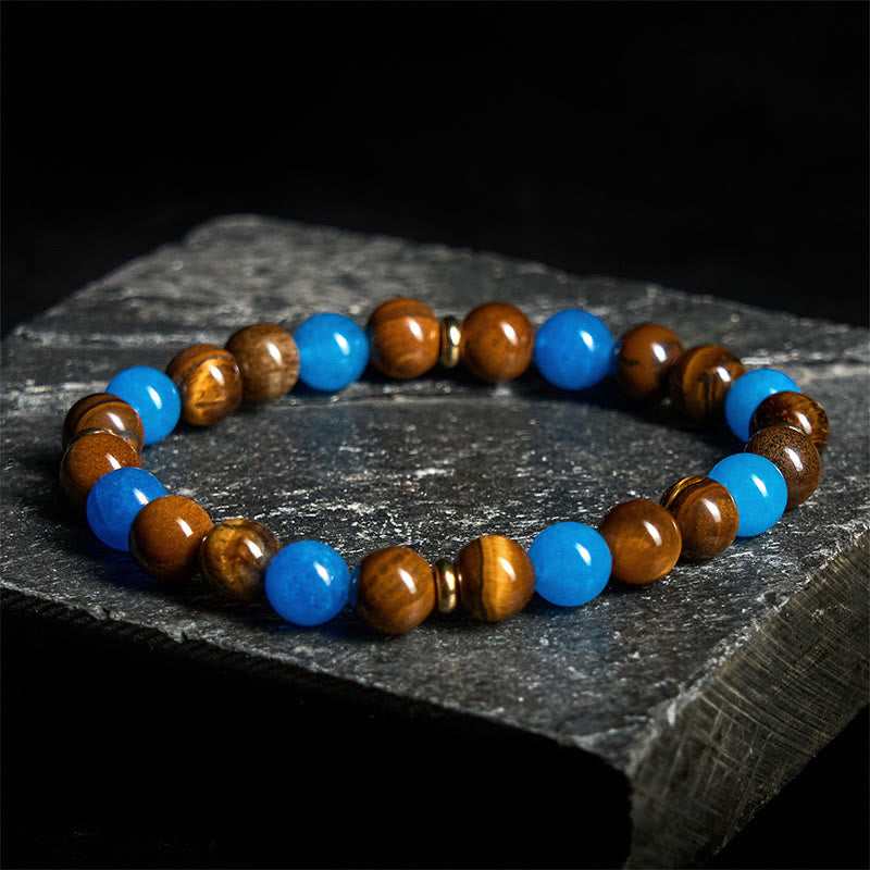 Buddha Stones Apatite Tiger Eye Spacer Beads Motivation Bracelet - image 1