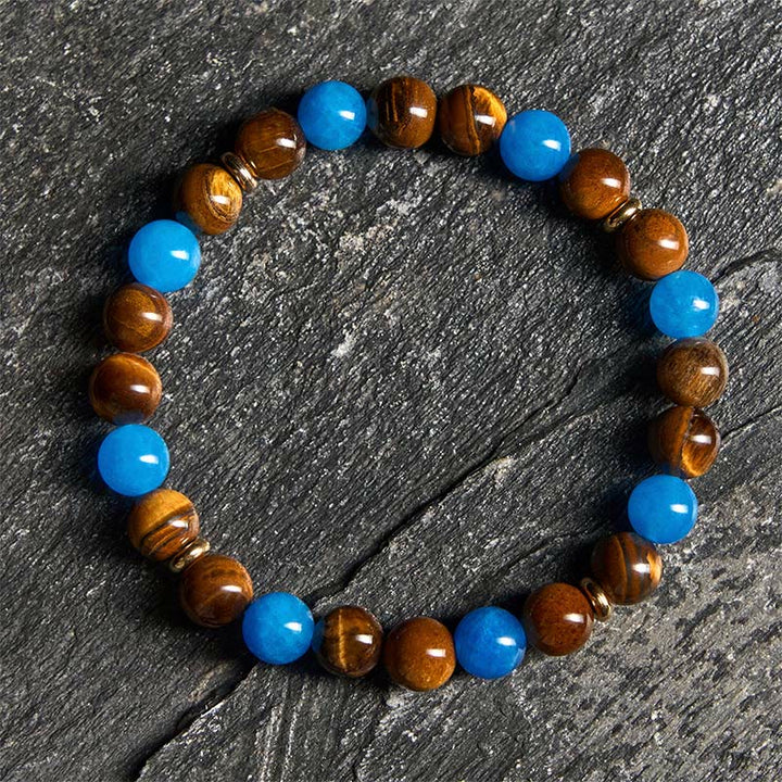 Buddha Stones Apatite Tiger Eye Spacer Beads Motivation Bracelet - Apatite & Tiger Eye (Wrist Circumference: 19-22cm) - image 0
