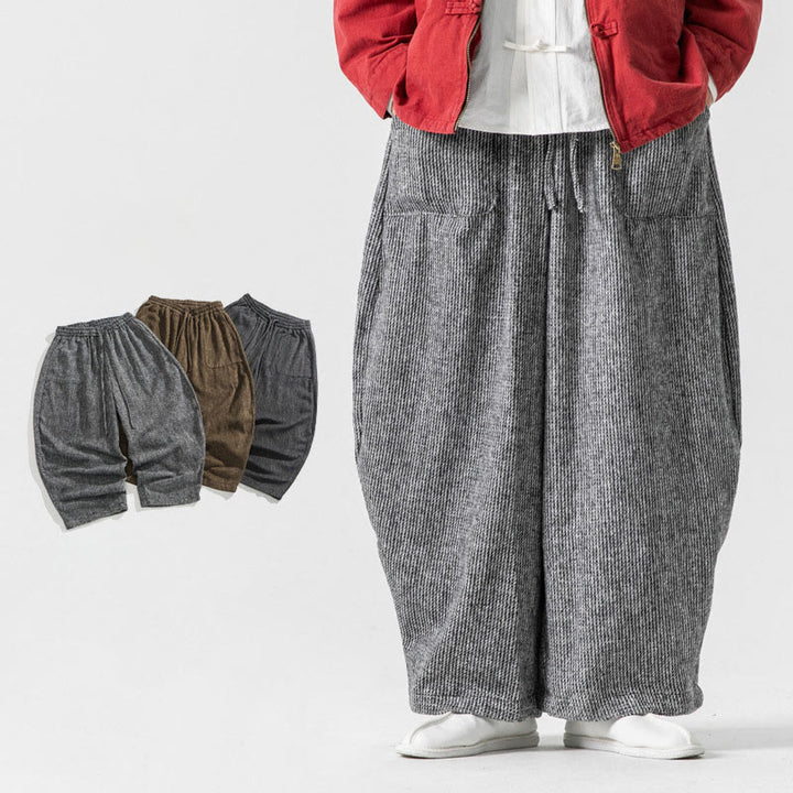 Buddha Stones Daily Solid Color Drawstring Design Men's Wide Leg Cotton Pants With Pockets - LightGrey - US/UK/AU46,EU56 (5XL) - image 25
