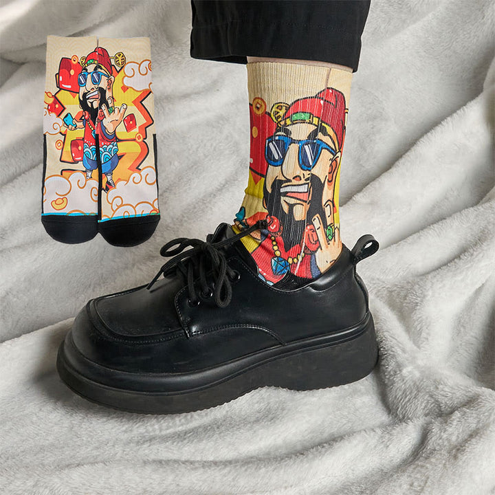Buddha Stones Casual God Of Wealth Red Envelopes Ingot Micro Crew Men Women Unisex Socks - PapayaWhip - M-L(US 7.5-12,EU 40-45,UK/AU 7-11.5,AISA 25.5-28.5cm) - image 0