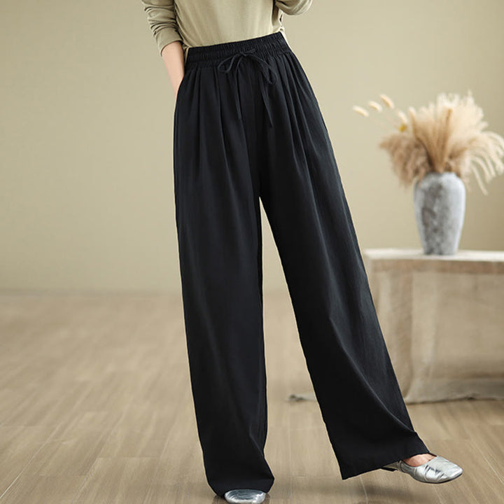 Buddha Stones Casual Straight-leg Women's Cotton Pants With Pockets - Black - US8-10,UK/AU12-14,EU40-42 (2XL) - image 9
