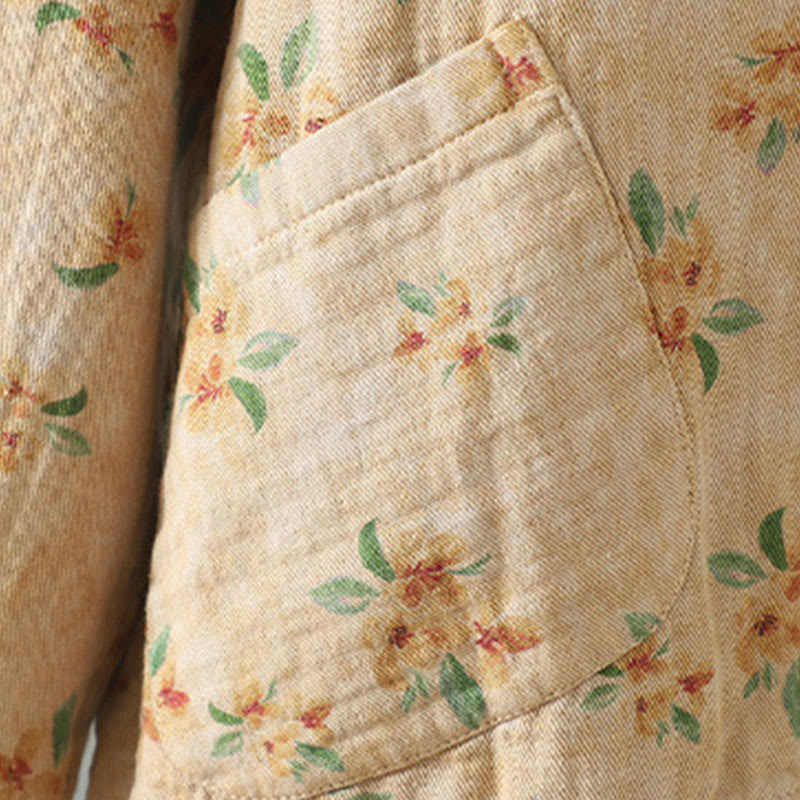 Buddha Stones Women's Print Flowers Frog-button Long Sleeve Polyester Jacket With Pockets - image 2