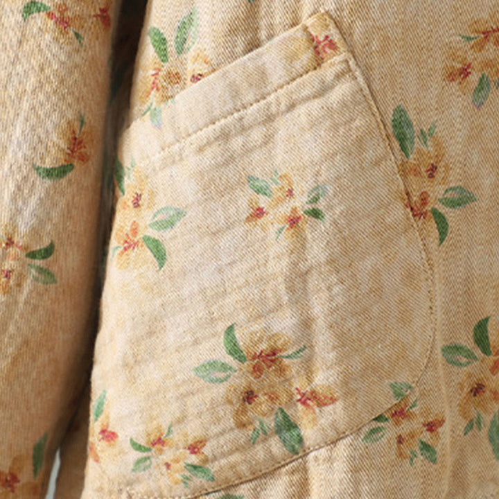 Buddha Stones Women's Print Flowers Frog-button Long Sleeve Polyester Jacket With Pockets - image 5