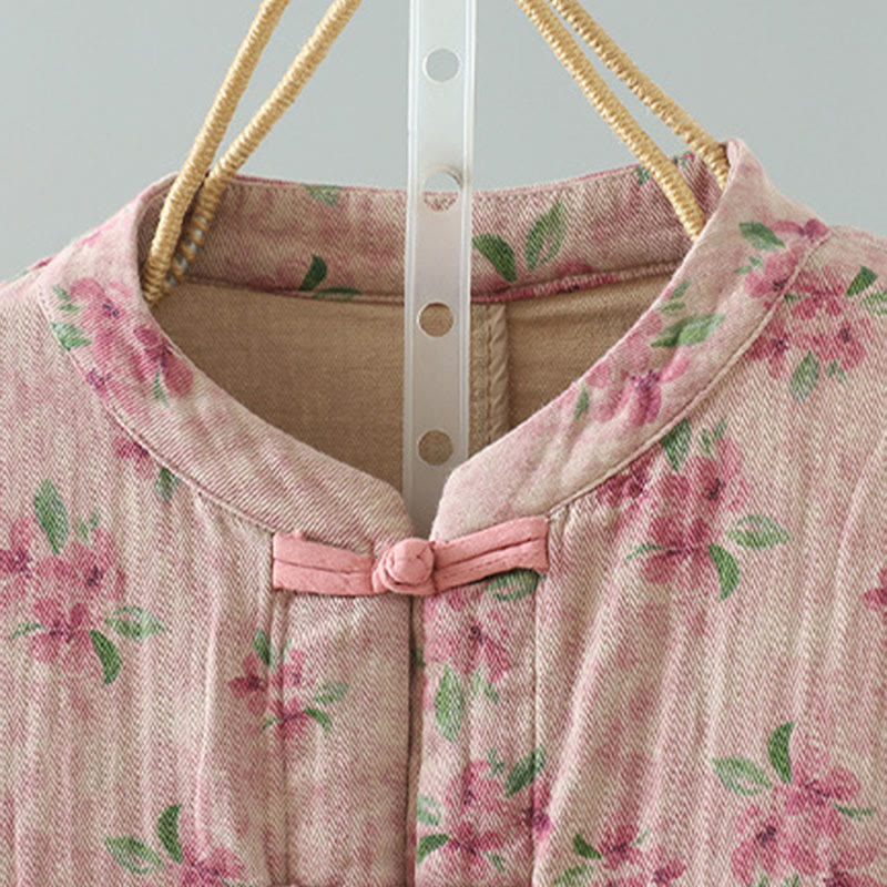 Buddha Stones Women's Print Flowers Frog-button Long Sleeve Polyester Jacket With Pockets - image 8