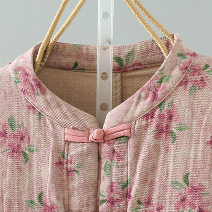 Buddha Stones Women's Print Flowers Frog-button Long Sleeve Polyester Jacket With Pockets - image 8