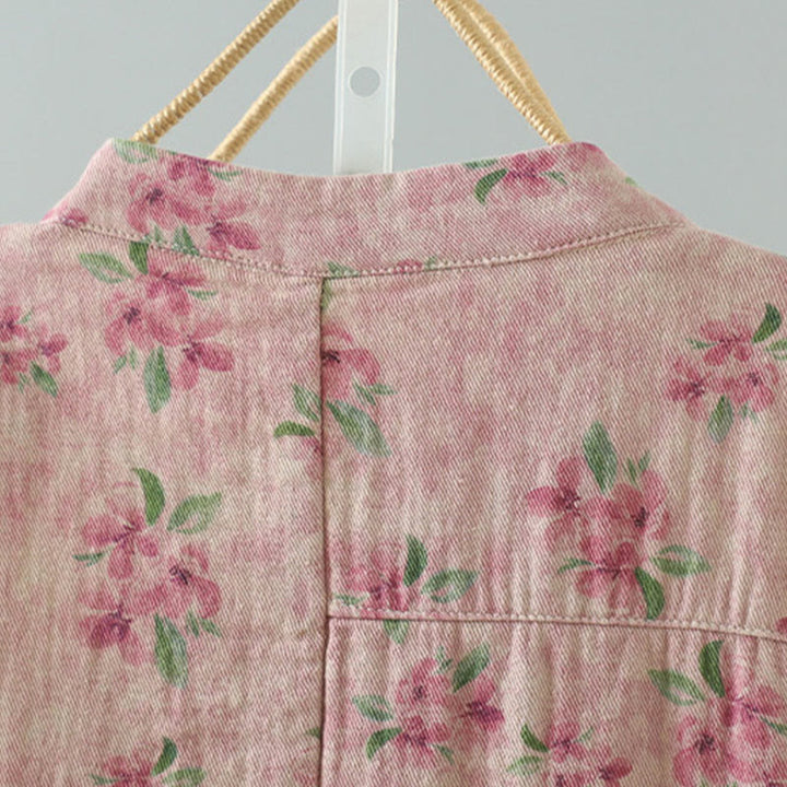 Buddha Stones Women's Print Flowers Frog-button Long Sleeve Polyester Jacket With Pockets - image 9