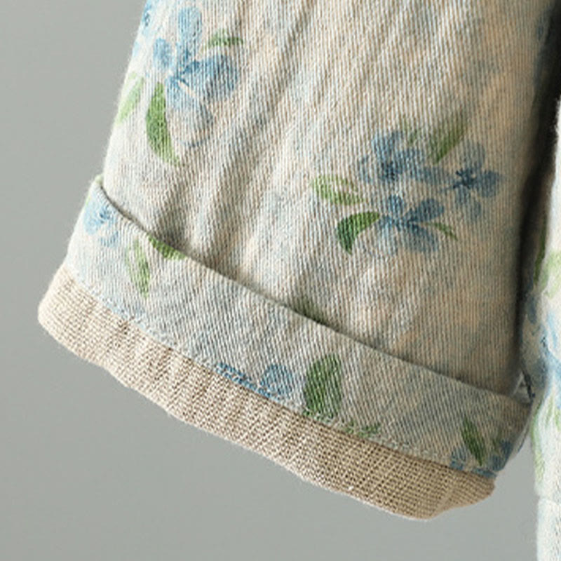 Buddha Stones Women's Print Flowers Frog-button Long Sleeve Polyester Jacket With Pockets - image 20