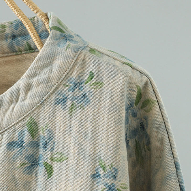 Buddha Stones Women's Print Flowers Frog-button Long Sleeve Polyester Jacket With Pockets - image 18