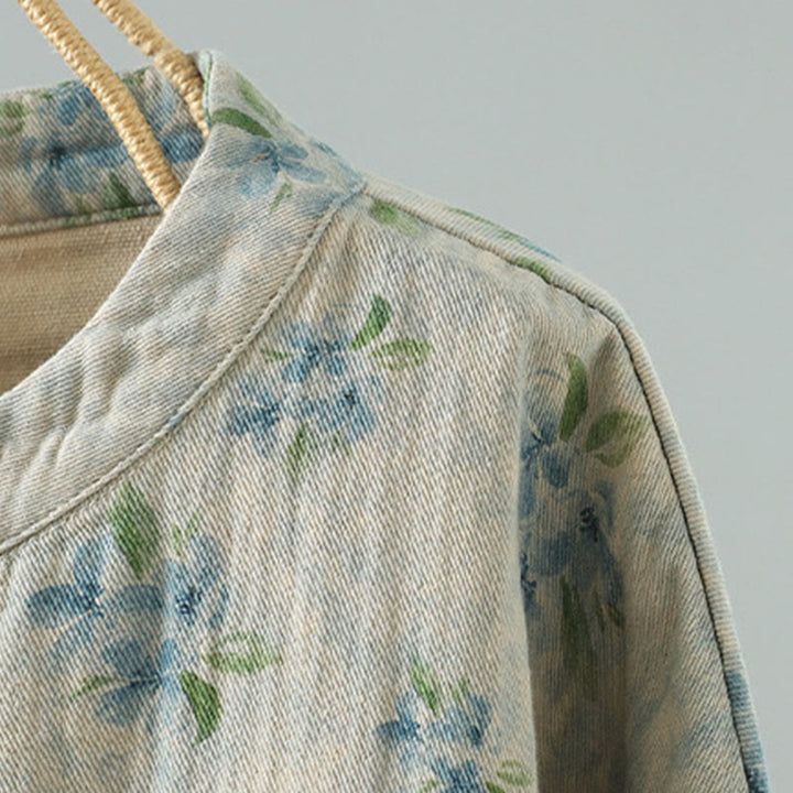 Buddha Stones Women's Print Flowers Frog-button Long Sleeve Polyester Jacket With Pockets - image 18