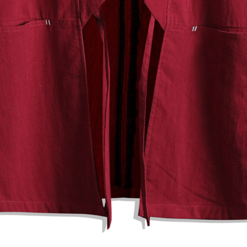 Buddha Stones Solid Color Lace-up Three Quarter Sleeve Open Front Jacket Men's Kimono - image 12