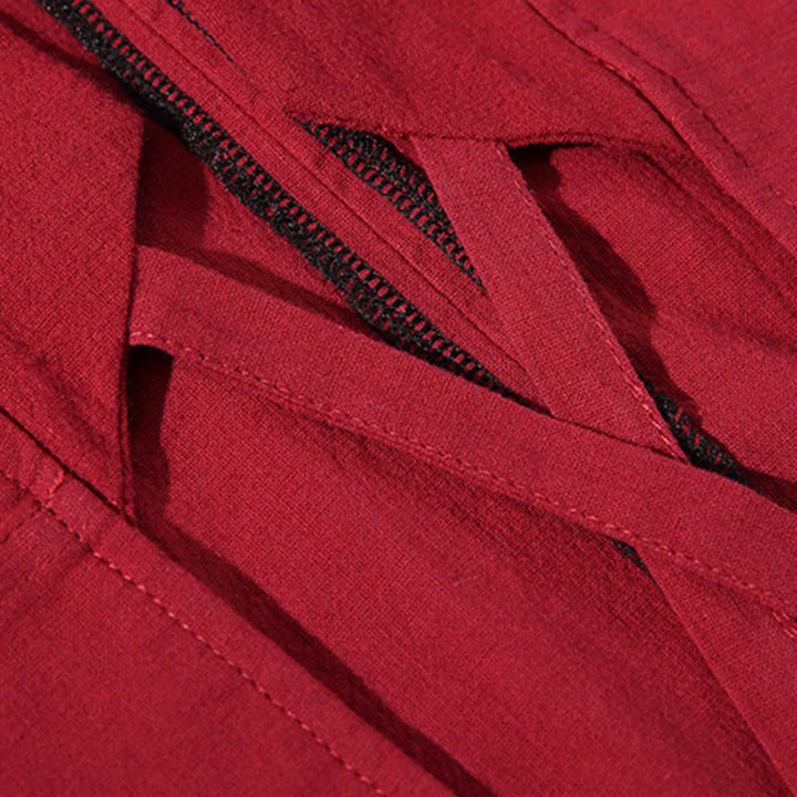 Buddha Stones Solid Color Lace-up Three Quarter Sleeve Open Front Jacket Men's Kimono - image 11