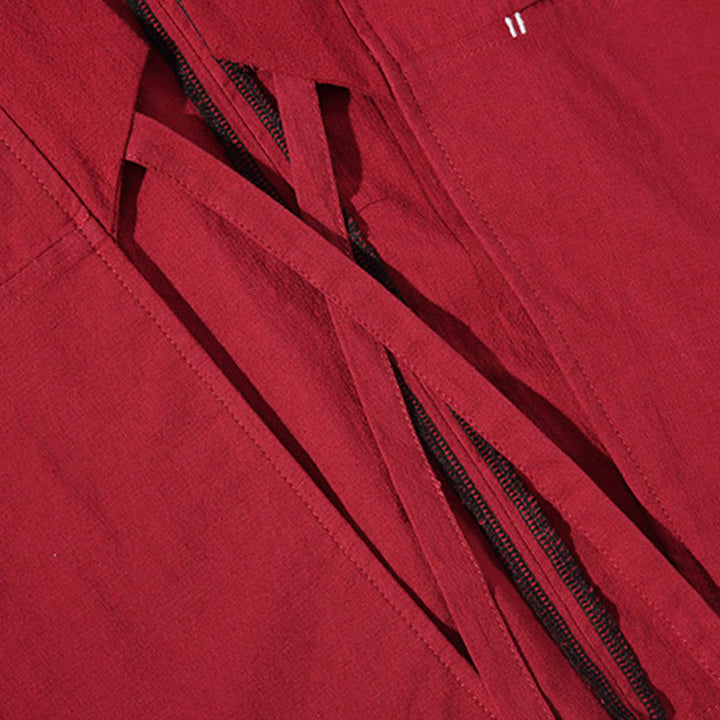 Buddha Stones Solid Color Lace-up Three Quarter Sleeve Open Front Jacket Men's Kimono - image 10