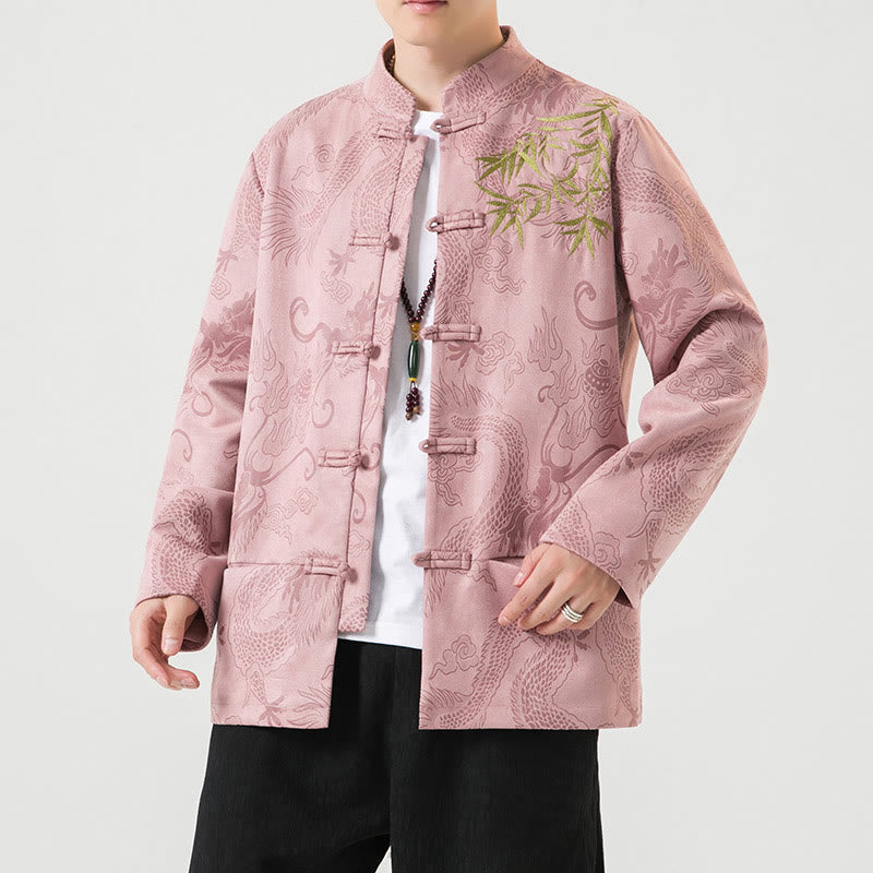Buddha Stones Bamboo Dragon Frog-Button Desgin Long Sleeve Men's Jacket - LightPink - US/UK/AU46,EU56 (5XL) - image 33