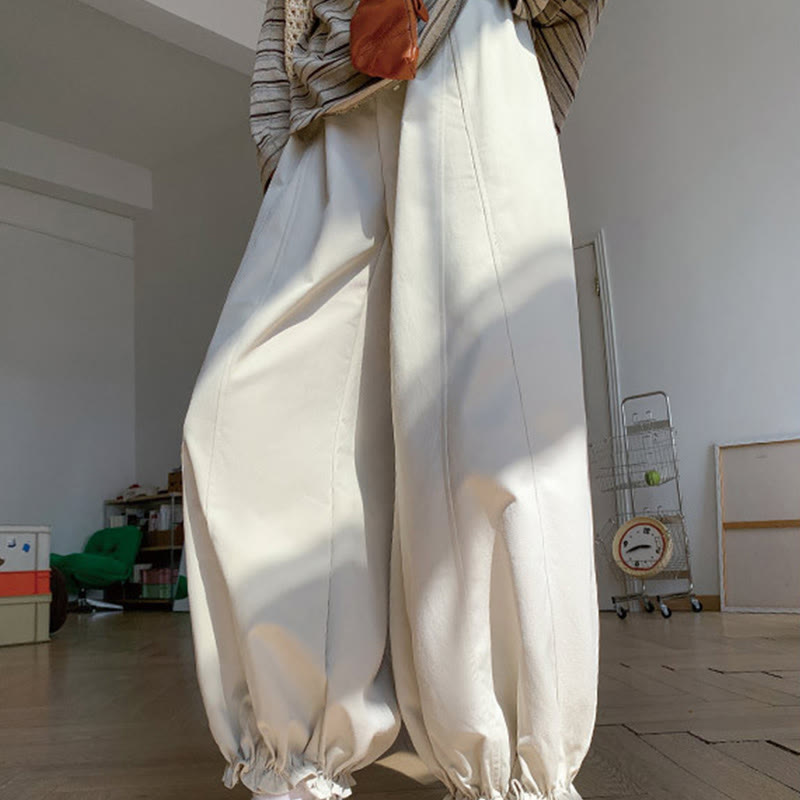 Buddha Stones Plain Color Drawstring Women's Bud Pants With Pockets - White - US6,UK/AU10,EU38 (XL) - image 5