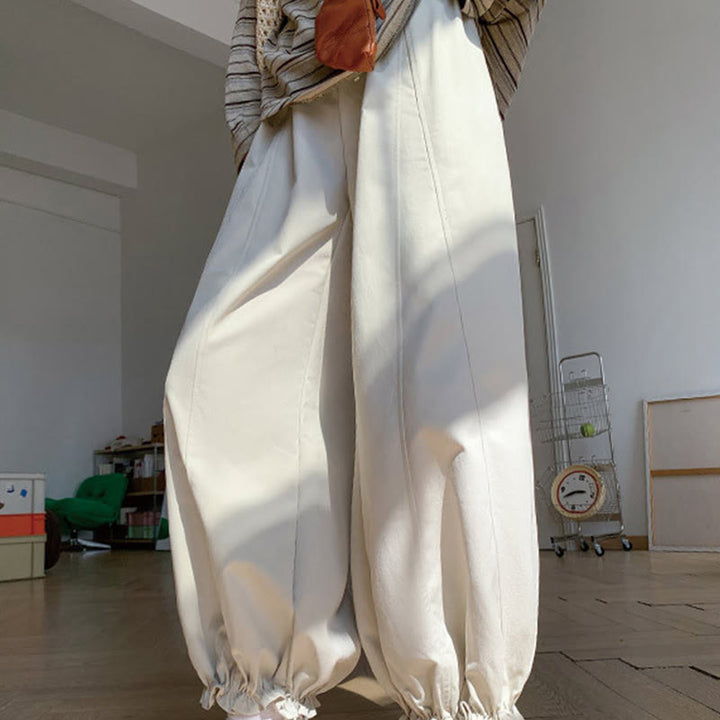 Buddha Stones Plain Color Drawstring Women's Bud Pants With Pockets - White - US6,UK/AU10,EU38 (XL) - image 5