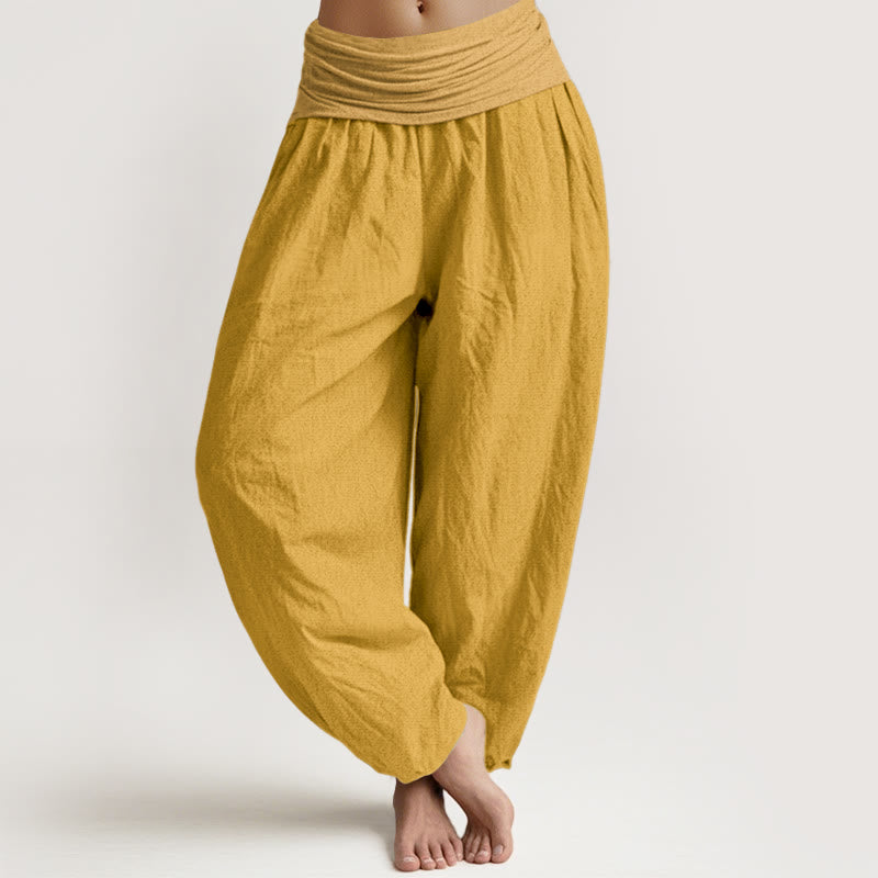 Buddha Stones Goldenrod Women's Pure Cotton Elastic Waist Harem  Pants - Goldenrod - US22,UK/AU26,EU54 (6XL) - image 0