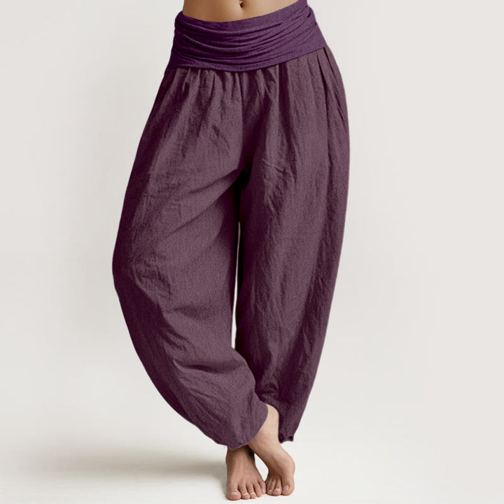 Buddha Stones Purple Pure Cotton Women's Elastic Waist Harem  Pants - Purple - US22,UK/AU26,EU54 (6XL) - image 0