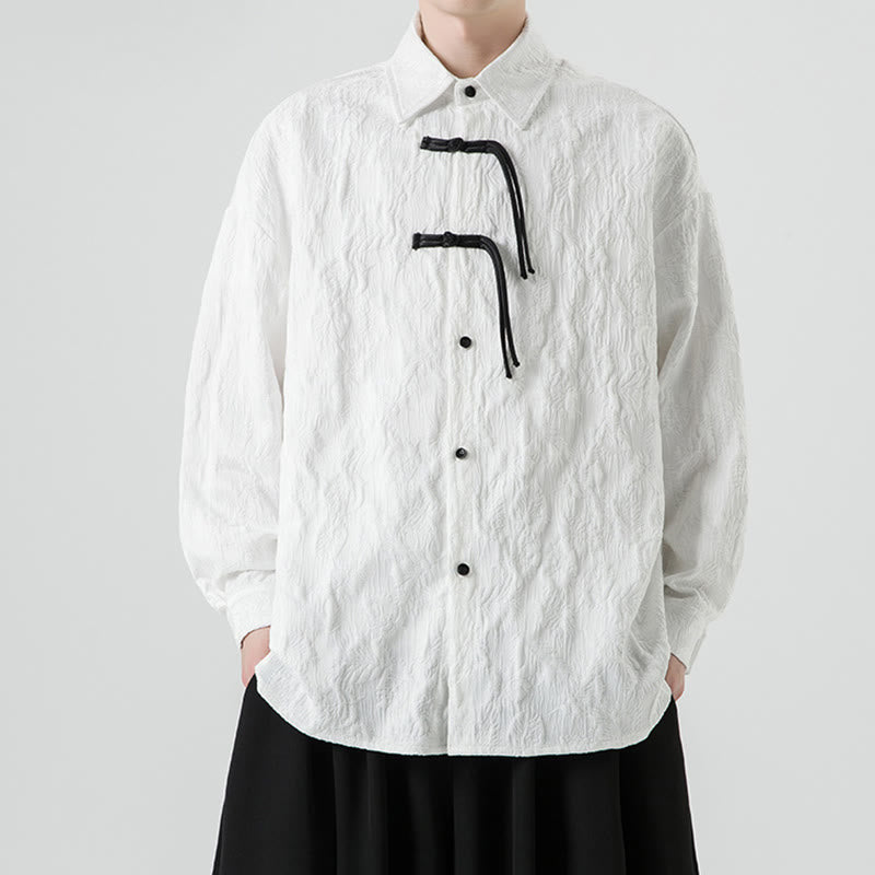 Buddha Stones Frog-Button Leaves Pattern Long Sleeve Men's Tang Suit Jacket - White - US/UK/AU50,EU60 (5XL) - image 17