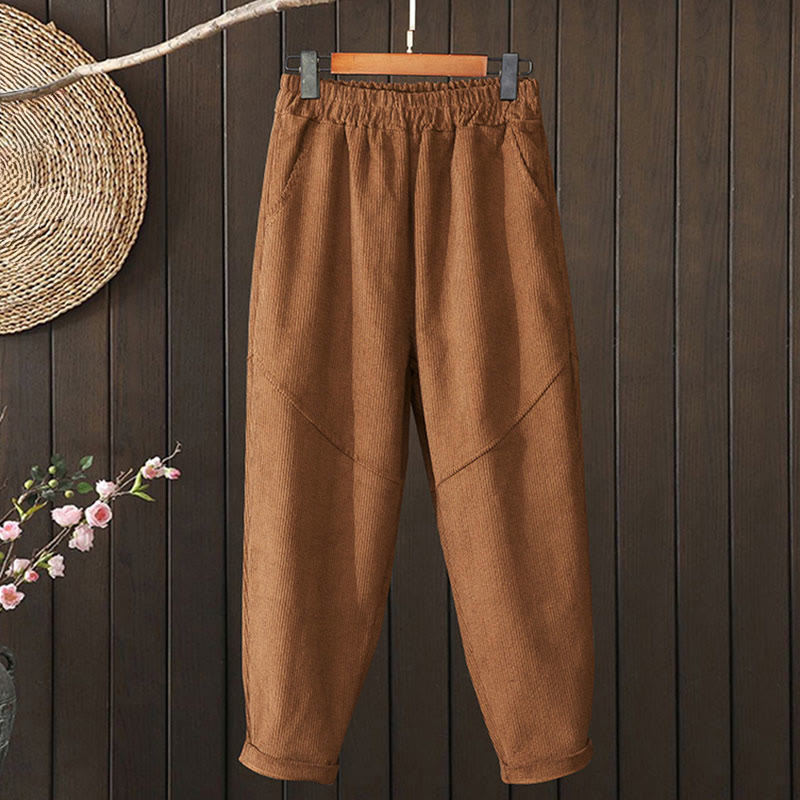 Buddha Stones Peru Color Thickened Design Women's Cotton Corduroy Harem Pants With Pockets - Peru - US8-10,UK/AU12-14,EU40-42 (2XL) - image 0
