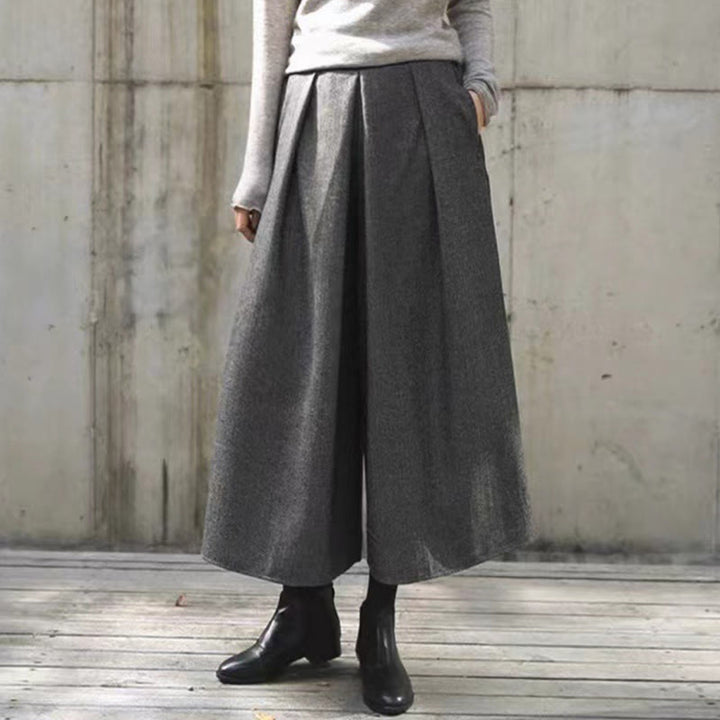 Buddha Stones Plain Elastic Waistband Design Women's 7-8 Length Wide Leg Pants With Pockets - DarkGray - US12,UK/AU16,EU44 (3XL) - image 20