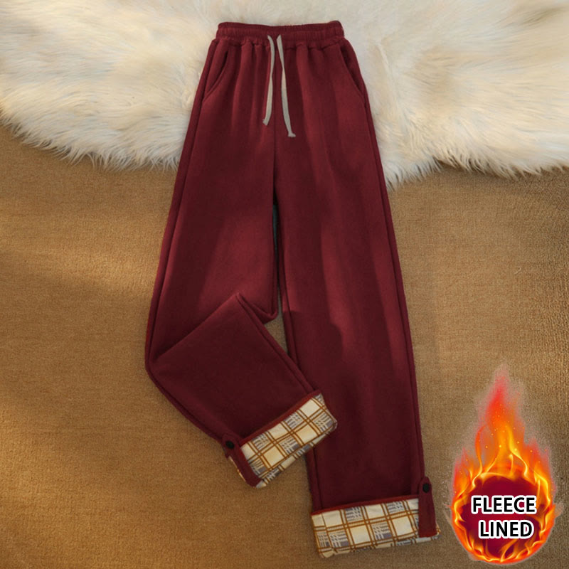 Buddha Stones Women's Patchwork Cotton Corduroy Fleece-Lined Wide Leg Pants With Pockets - DarkRed(Fleece Lined) - US18,UK/AU22,EU50 (6XL) - image 38