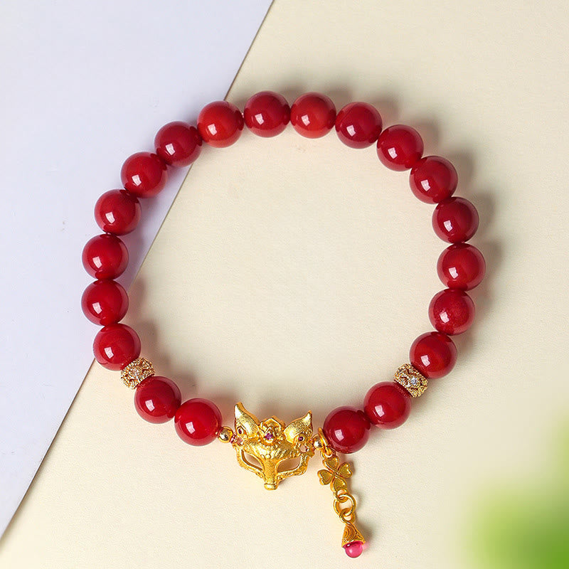 Buddha Stones Nine Tailed Fox South Red Agate Success Bracelet - image 1