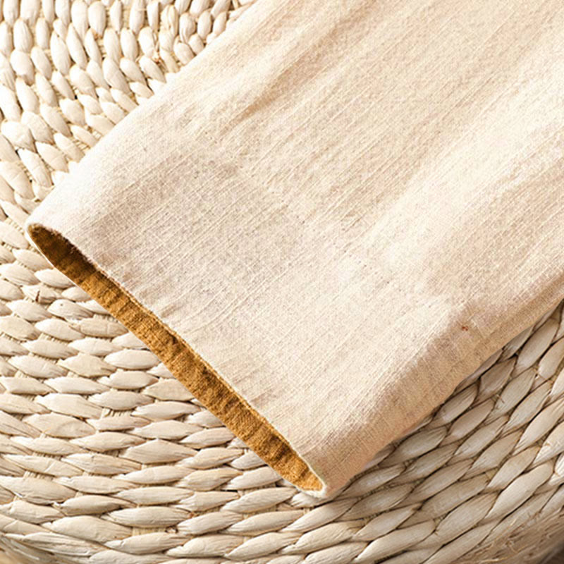 Buddha Stones Color Contrast Design Chinese Frog-Button Long Sleeve Women's Linen Shirt - image 17