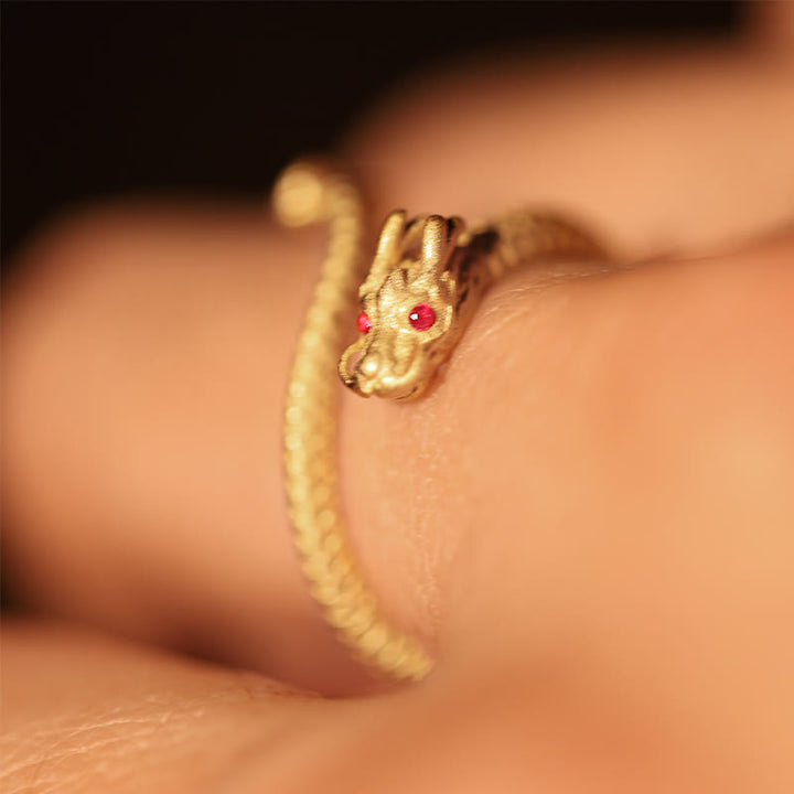 Buddha Stones 925 Sterling Silver Vintage Dragon Luck Protection Strength Adjustable Ring - image 8