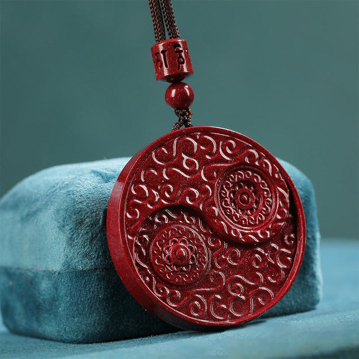 Buddha Stones Cinnabar Yin Yang Keep Away Evil Spirits Necklace Pendant - Cinnabar(Calmā„Concentration) - image 1