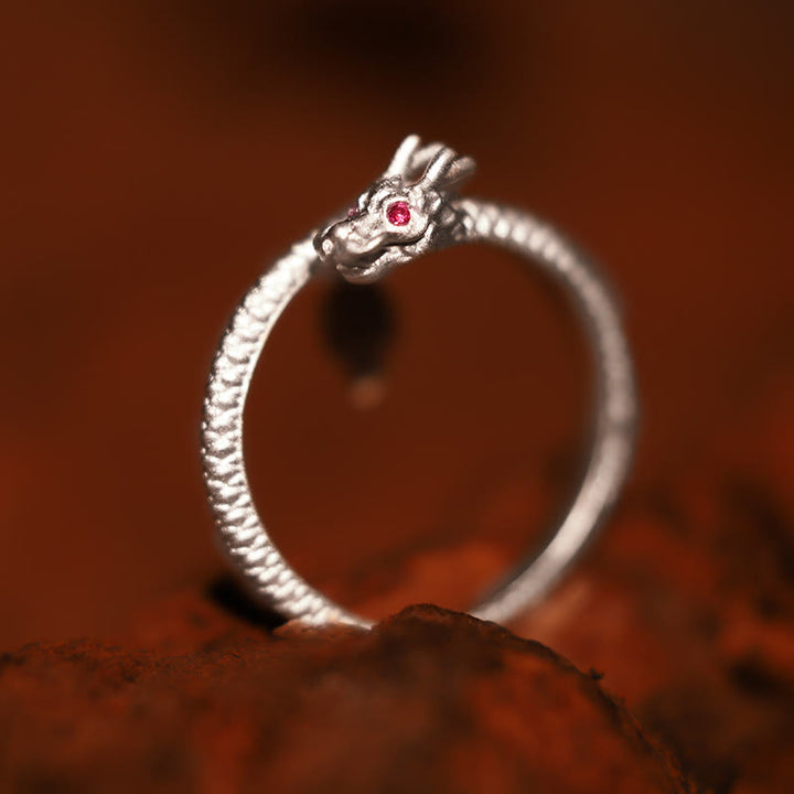 Buddha Stones 925 Sterling Silver Vintage Dragon Luck Protection Strength Adjustable Ring - 925 Sterling Silver-Silver(Adjustable) - image 10