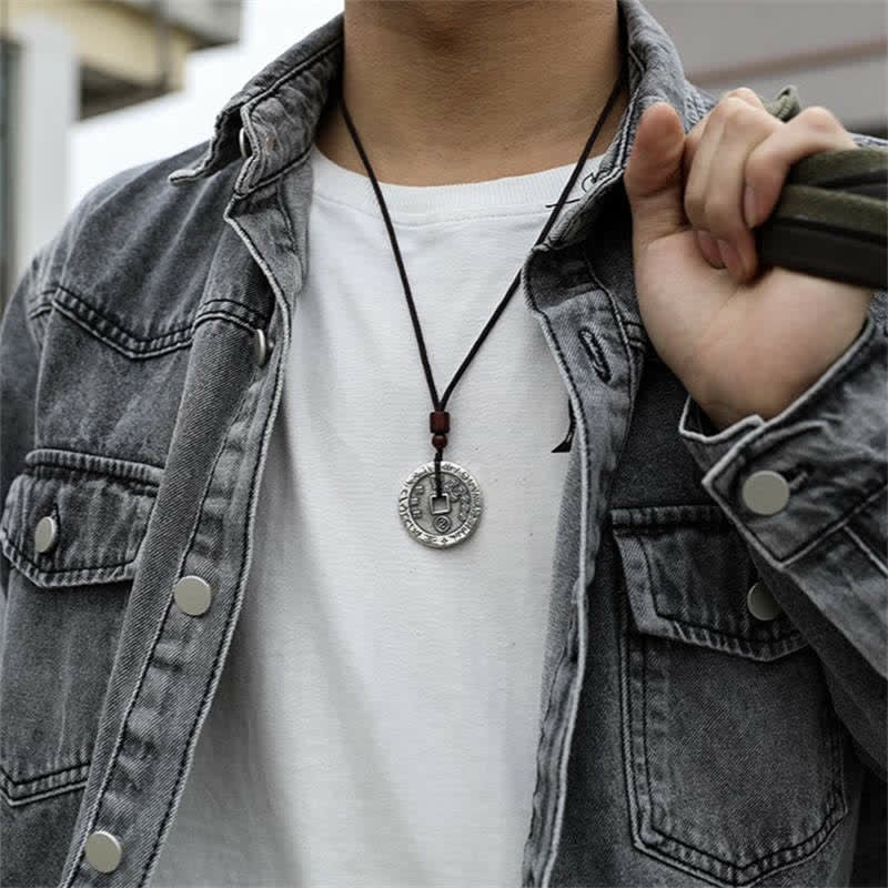Buddha Stones Bagua Yin Yang Copper Coin Star Balance Energy Necklace Pendant - image 2