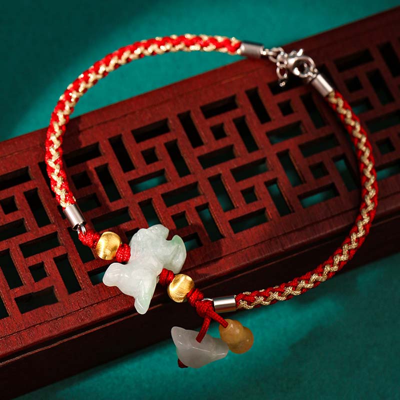 Buddha Stones Chinese Zodiac Jade Prosperity Red String Bracelet Anklet - Horse(Bracelet/Anklet Size 19.5+4cm) - image 10